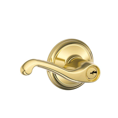 Schlage Flair Bright Brass Entry Lockset ANSI Grade 2 1-3/4 in.