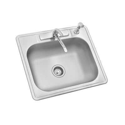 All-in-One Drop-In Stainless Steel 25 in. 4-Hole Single Bowl Kitchen Sink - Super Arbor