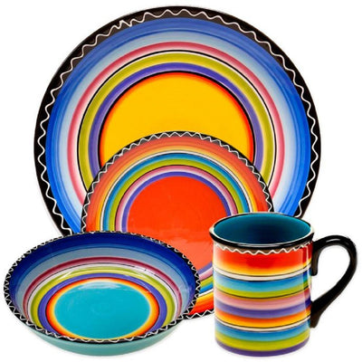 Tequila Sunrise 16-Piece Traditional Multi-color Ceramic Dinnerware Set (Service for 4) - Super Arbor