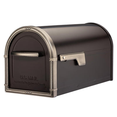 Bungalow Rubbed Bronze Post Mount Mailbox with Antique Nickel Accents - Super Arbor