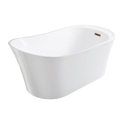 Wayne 67 in Acrylic Freestanding Single Slipper Soaking Bathtub with Drain and Overflow Included in White - Super Arbor