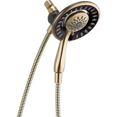 Two-in-One 4-Spray 6 in. Dual Wall Mount Fixed and Handheld Shower Head in Champagne Bronze - Super Arbor