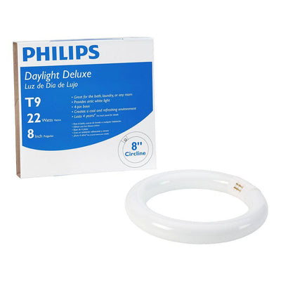 Philips 22-Watt 8 in. Linear T9 Fluorescent Tube Light Bulb Daylight Deluxe (6500K) Circline - Super Arbor