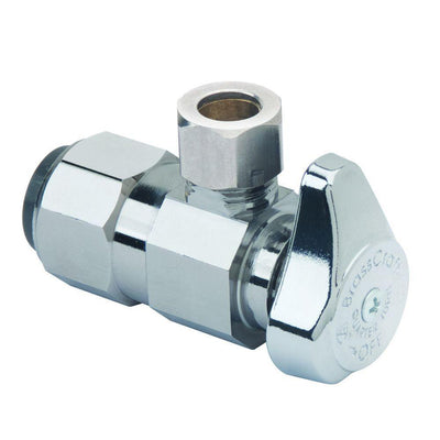1/2 in. Push Connect Inlet x 3/8 in. Compression Outlet 1/4-Turn Angle Valve - Super Arbor
