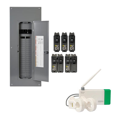 Homeline 200 Amp. 40-Space 80-Circuit Indoor Main Breaker Qwik-Grip Plug-On Neutral Panel, Wiser Energy Monitor - Super Arbor