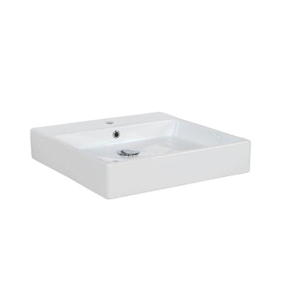 WS Bath Collections Simple 50.50B Wall Mount / Vessel Bathroom Sink in Ceramic White with 1 Faucet Hole - Super Arbor