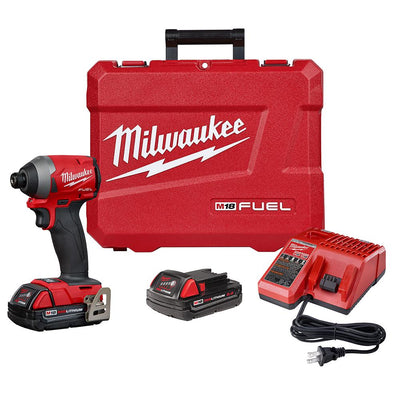 M18 FUEL 18-Volt Lithium-Ion Brushless Cordless 1/4 in. Hex Impact Driver Kit W/(2) 2.0Ah Batteries, Charger, Hard Case - Super Arbor
