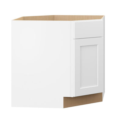 Shaker Ready To Assemble 36 in. W x 34.5 in. H x 36 in. D x Plywood Sink Base Kitchen Cabinet in Denver White - Super Arbor