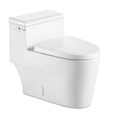 1-Piece 1.28 GPF Single Flush High Efficiency Elongated Toilet in White, Seat Included - Super Arbor