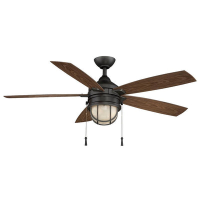 Hampton Bay Seaport 52 in. LED Indoor/Outdoor Natural Iron Ceiling Fan