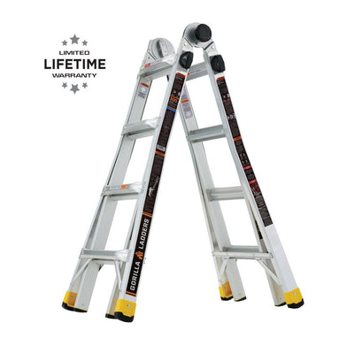 18 ft. Reach MPXA Aluminum Multi-Position Ladder with 300 lbs. Load Capacity Type IA Duty Rating - Super Arbor