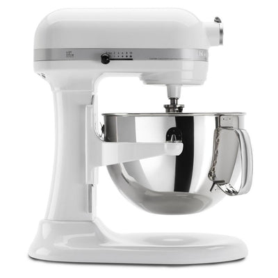 Professional 600 Series 6 Qt. 10-Speed White Stand Mixer with Flat Beater, Wire Whip and Dough Hook Attachments - Super Arbor