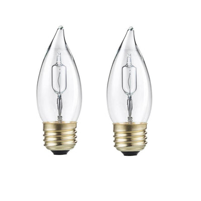 Philips 40-Watt Equivalent BA11 Halogen Bent Tip Candle Light Bulb (2-Pack)