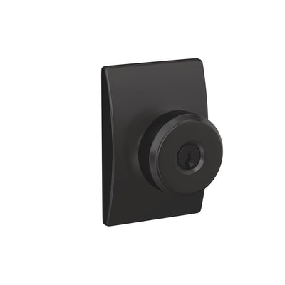 Custom Bowery Matte Black Century Trim Keyed Entry Door Knob - Super Arbor