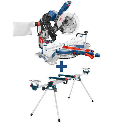 15 Amp Corded 10 in. Dual-Bevel Sliding Glide Miter Saw with 60-Tooth Saw Blade with Bonus 32-1/2 in. Folding Leg Stand - Super Arbor