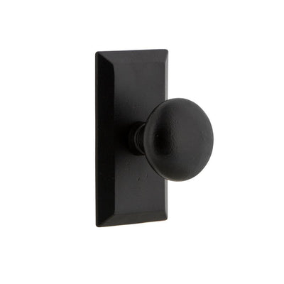 Vale Plate Black Iron Passage Hall/Closet Keep Door Knob - Super Arbor