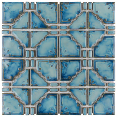 Merola Tile Moonbeam Diva Blue 12 in. x 12 in. Porcelain Mosaic Tile (9.79 sq. ft. / Case) - Super Arbor