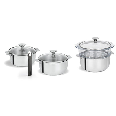 Tulipe 8-Piece Stainless Steel Sauce Pan Set - Super Arbor