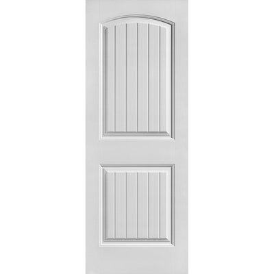 30 in. x 80 in. Cheyenne Smooth 2-Panel Camber Top Plank Hollow Core Primed Composite Interior Door Slab - Super Arbor