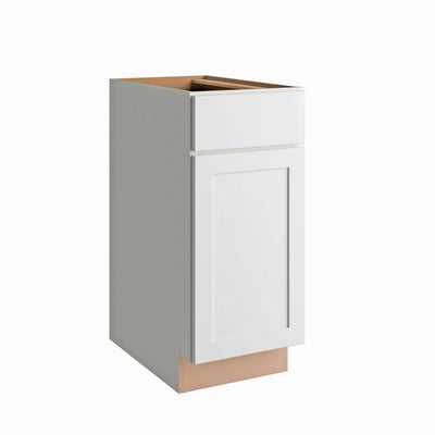 Courtland Shaker Assembled 15 in. x 34.5 in. x 24 in. Stock Base Kitchen Cabinet in Polar White Finish