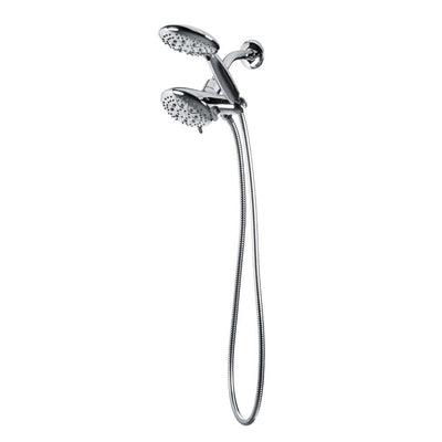 Fusion 5-Spray Pattern 2.5 GPM 5 in. Shower Wall Mount Dual Showerhead and Handshower in Chrome - Super Arbor