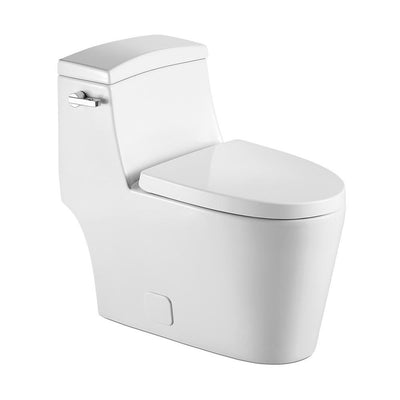 0.8 GPF/1.28 GPF Dual Square Shape Flush Elongated Ceramic Toilet Including Toilet Square Only Seat in White