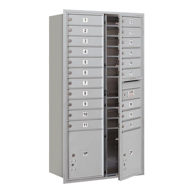 56-3/4 in. Max Height Unit Aluminum Private Front Loading 4C Horizontal Mailbox with 20 MB1 Doors/2 PL's - Super Arbor