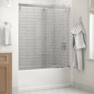 Simplicity 60 x 59-1/4 in. Frameless Mod Soft-Close Sliding Bathtub Door in Chrome with 1/4 in. (6mm) Clear Glass - Super Arbor