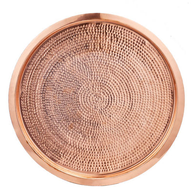 15 in. Dia Stone Hammered Dia Solid Copper Round Tray - Super Arbor