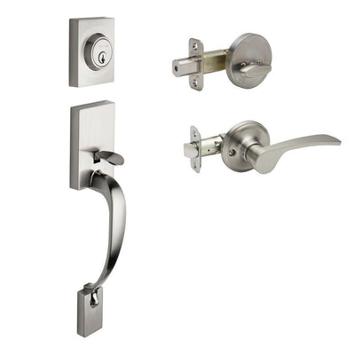 Craftsman Satin Stainless Door Handleset with Left Hand Scandinavian Lever Trim - Super Arbor