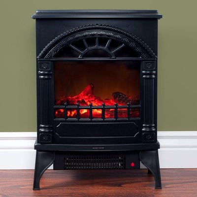 21.5 in. Freestanding Electric Log Fireplace in Black - Super Arbor