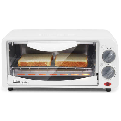 Personal 650 W 2-Slice White Toaster Oven with Built-In Timer - Super Arbor