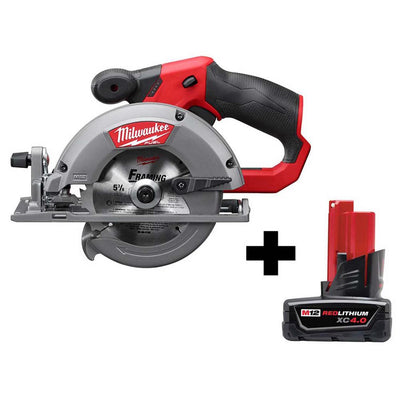M12 FUEL 12-Volt Lithium-Ion Brushless 5-3/8 in. Cordless Circular Saw with 4.0 Ah M12 Battery - Super Arbor