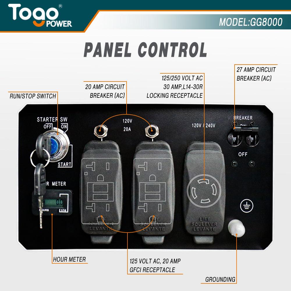 TogoPower GG8000 Portable Powered Generator 6500 Rated Watts