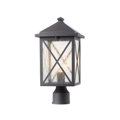 Wythe 1- Light Outdoor Black Post Light with Seeded Glass - Super Arbor