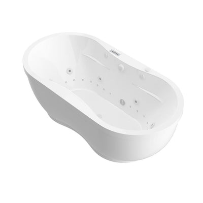 Agate Diamond Series 6 ft. Acrylic Center Drain Flatbottom Whirlpool Freestanding Bathtub in White - Super Arbor