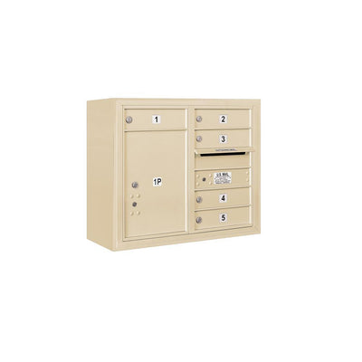 3800 Horizontal Series 5-Compartment with 1-Parcel Locker Surface Mount Mailbox - Super Arbor