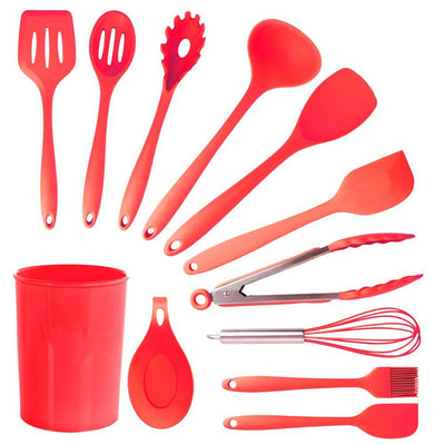 Red Silicone Cooking Utensils (Set of 12) - Super Arbor