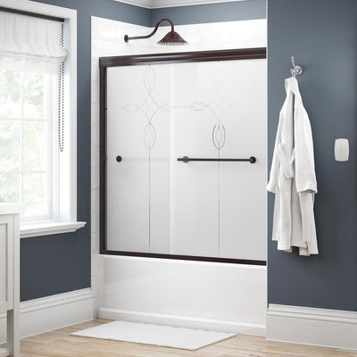 Lyndall 60 in. x 58-1/8 in. Semi-Frameless Traditional Sliding Bathtub Door in Nickel with Tranquility Glass - Super Arbor