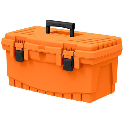 19 in. Plastic Portable Tool Box with Metal Latches and Removable Tool Tray - Super Arbor