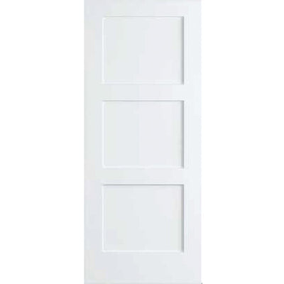 28 in. x 80 in. White 3-Panel Shaker Solid Core Wood Interior Door Slab - Super Arbor