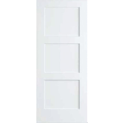 36 in. x 80 in. White 3-Panel Shaker Solid Core Pine Interior Door Slab - Super Arbor