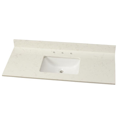 49 in. W Engineered Marble Single Vanity Top in Vanilla Sky with White Sink - Super Arbor