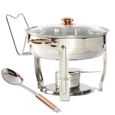 4 Qt. Stainless Steel Round Chafing Dish (8-Piece) - Super Arbor