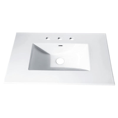 31 in. x 22 in. Vitreous China Vanity Top with Rectangular Bowl in White - Super Arbor