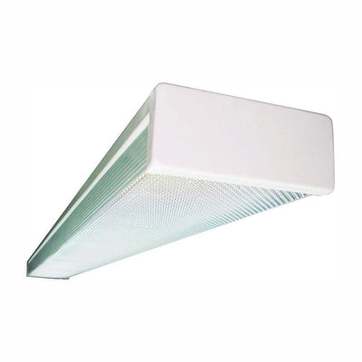 2-Light White Fluorescent Wraparound Steel Ceiling Fixture with Clear Prismatic Acrylic Lens - Super Arbor