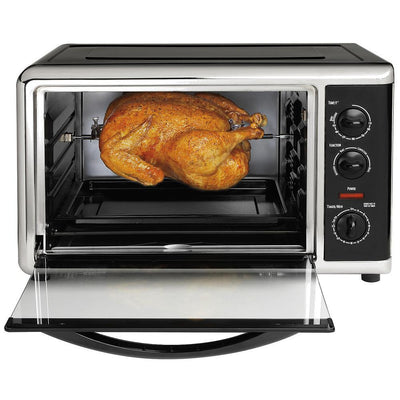 1500-Watt 12-Slice Black Countertop Toaster Oven with Convection and Rotisserie - Super Arbor