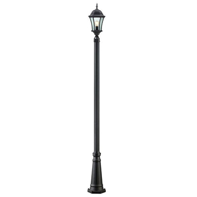 Lawrence 1-Light Black Classic Outdoor Lamp Post with Clear Beveled Glass Shade - Super Arbor