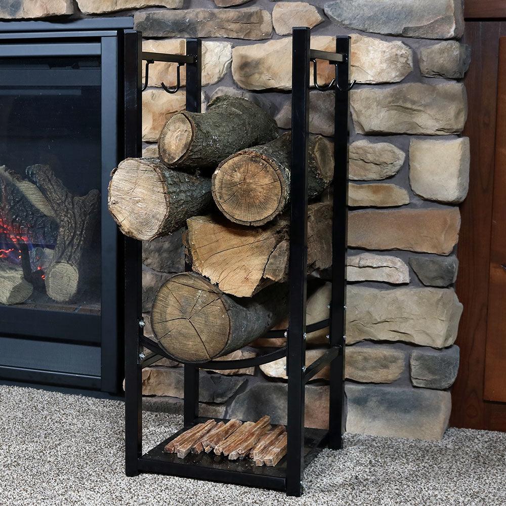 Master Forge Log Rack Sunnydaze Log Rack with Tool Holders Steel with Blakc Finish Firewood ...