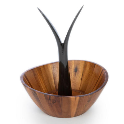 12 in. 250 fl. oz. Acacia Wood Fruit Bowl with Banana Stem - Super Arbor